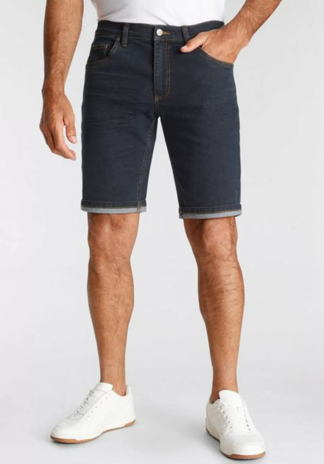 Arizona Jeansshorts, gerader Schnitt, knieumspielende Länge, niedrige Leibh günstig online kaufen