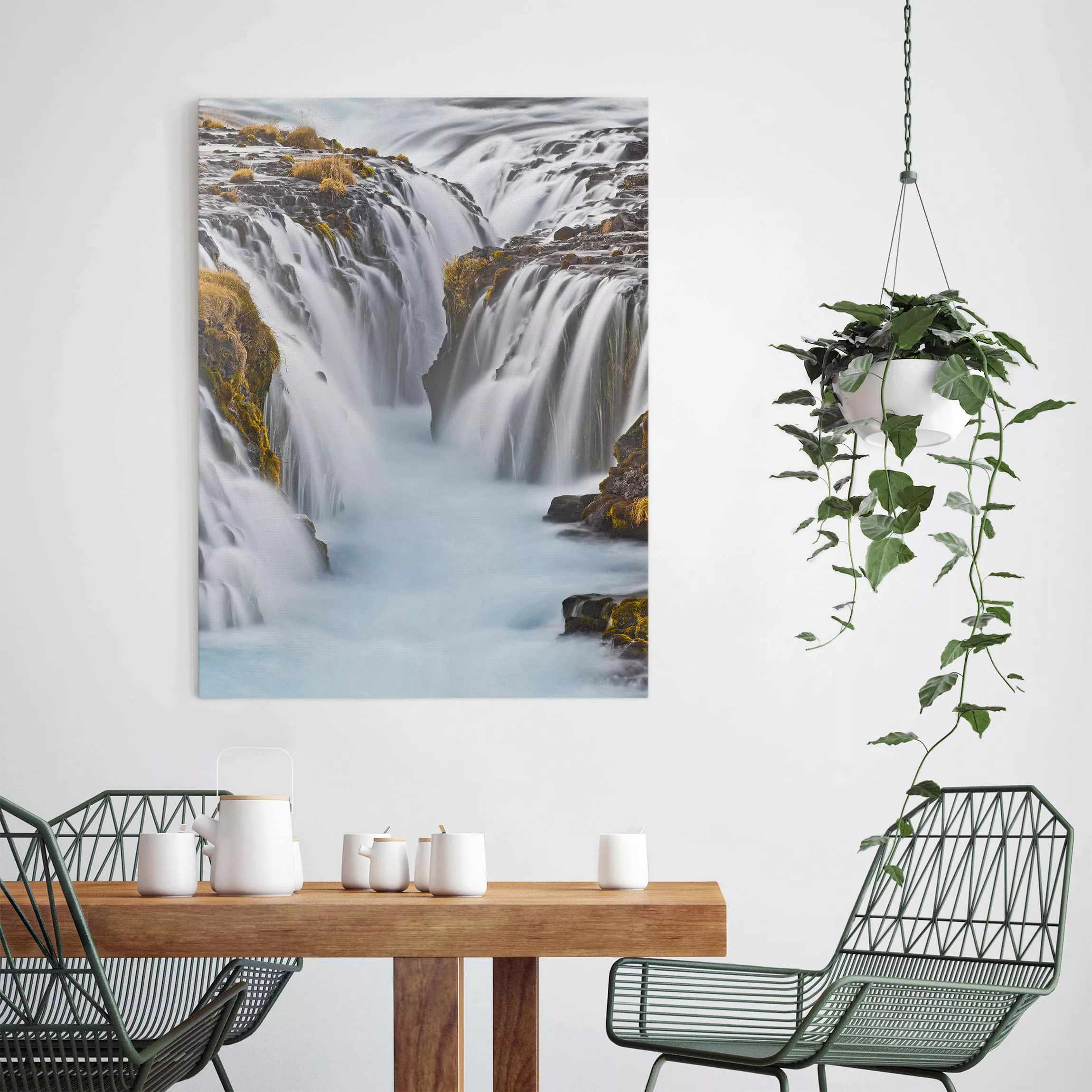 Leinwandbild Wasserfall - Hochformat Brúarfoss Wasserfall in Island günstig online kaufen