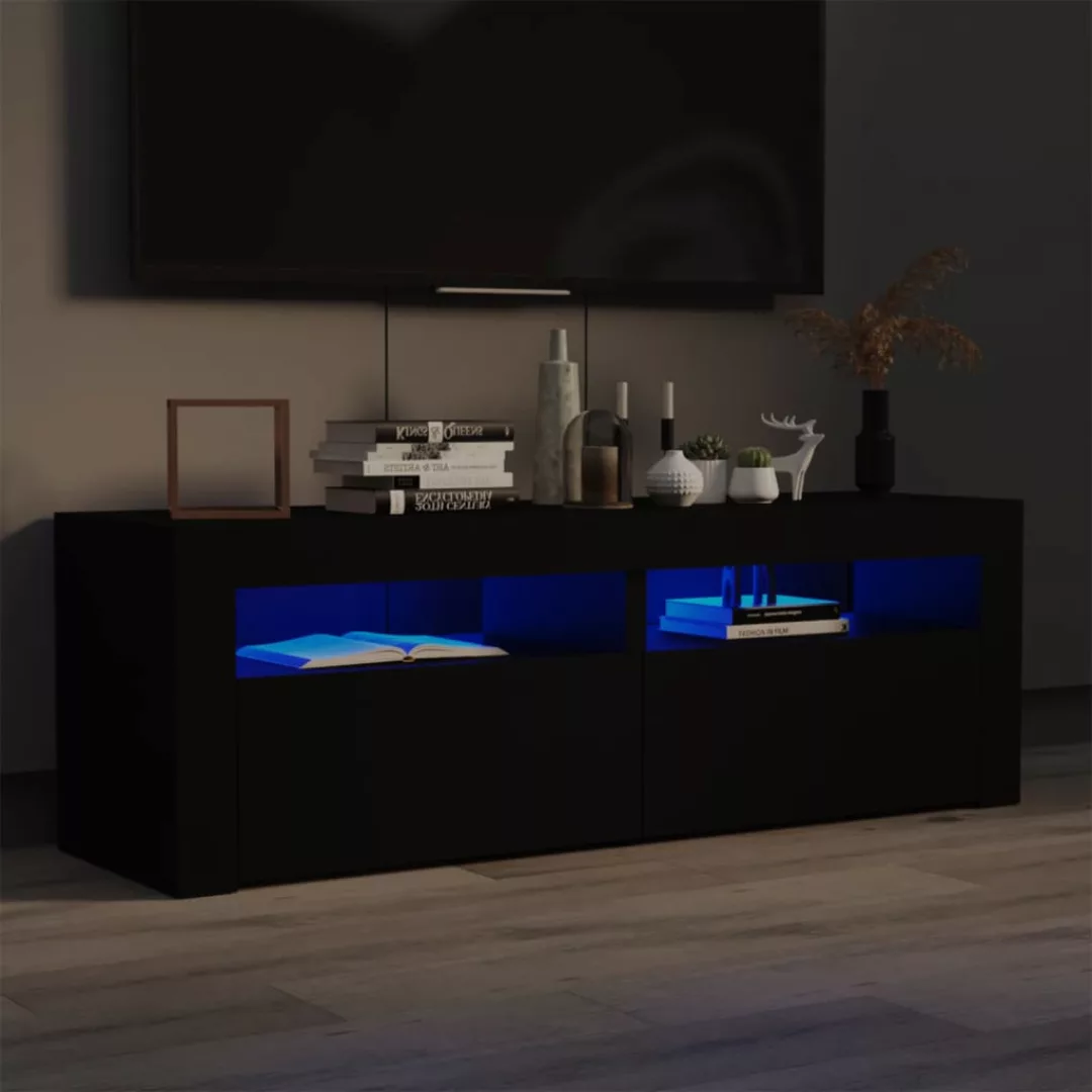 vidaXL TV-Schrank TV-Schrank mit LED-Leuchten Schwarz 120x35x40 cm Lowboard günstig online kaufen