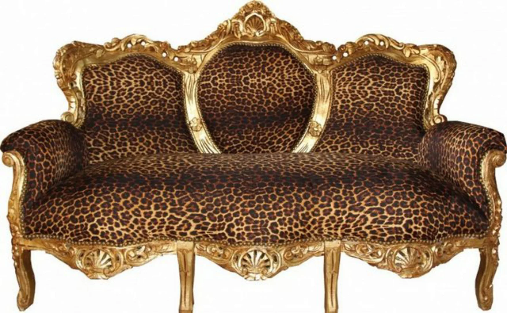 Casa Padrino 3-Sitzer Barock 3er Sofa "King" Leopard/Gold - Antik Möbel günstig online kaufen