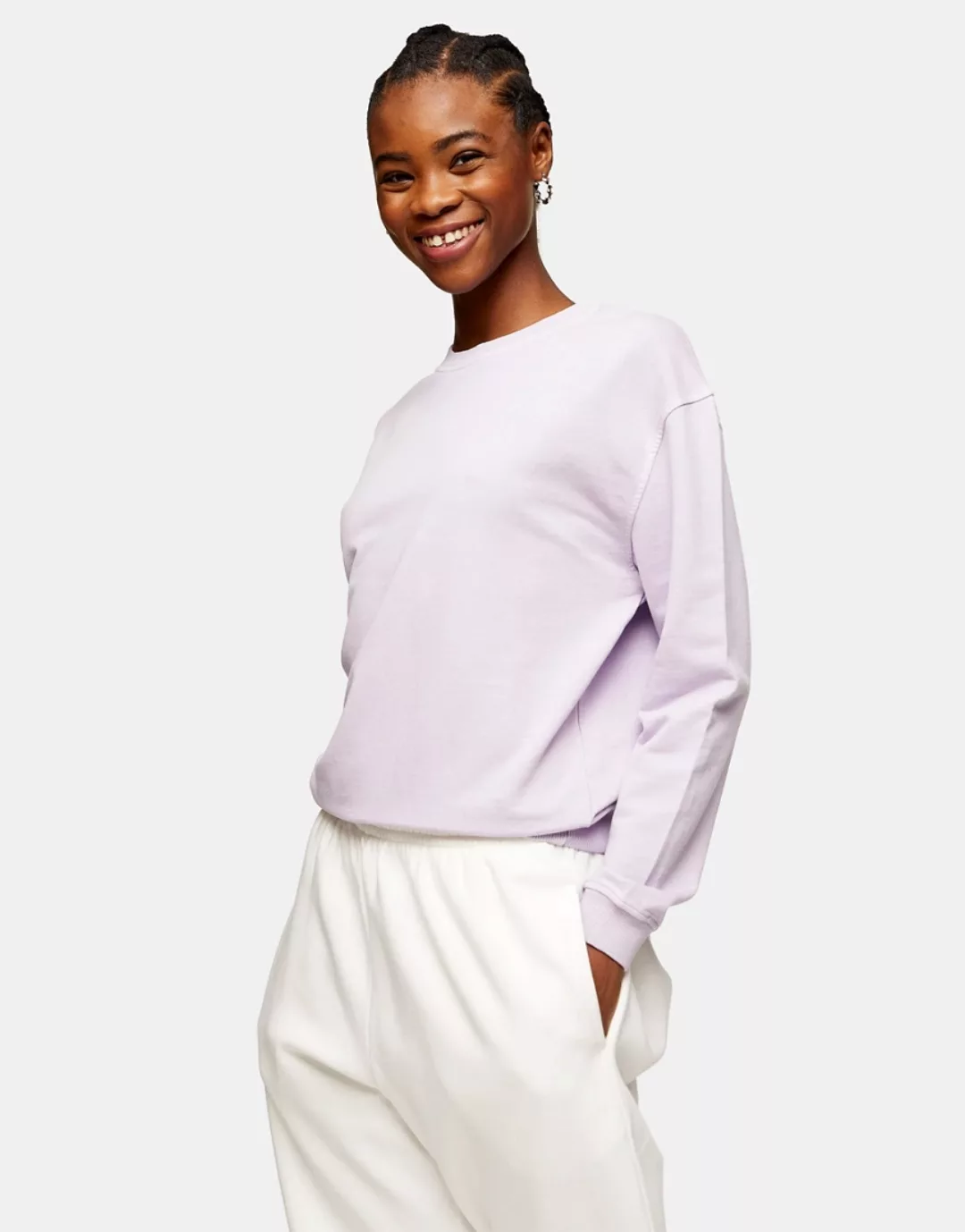 Topshop – Sweatshirt in fliederfarbener Acid-Waschung-Lila günstig online kaufen