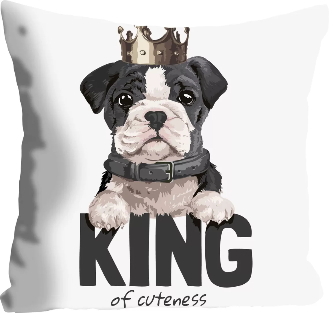 queence Dekokissen »KING OF CUTENESS«, mit einem Hund mit Krone, Kissenhüll günstig online kaufen