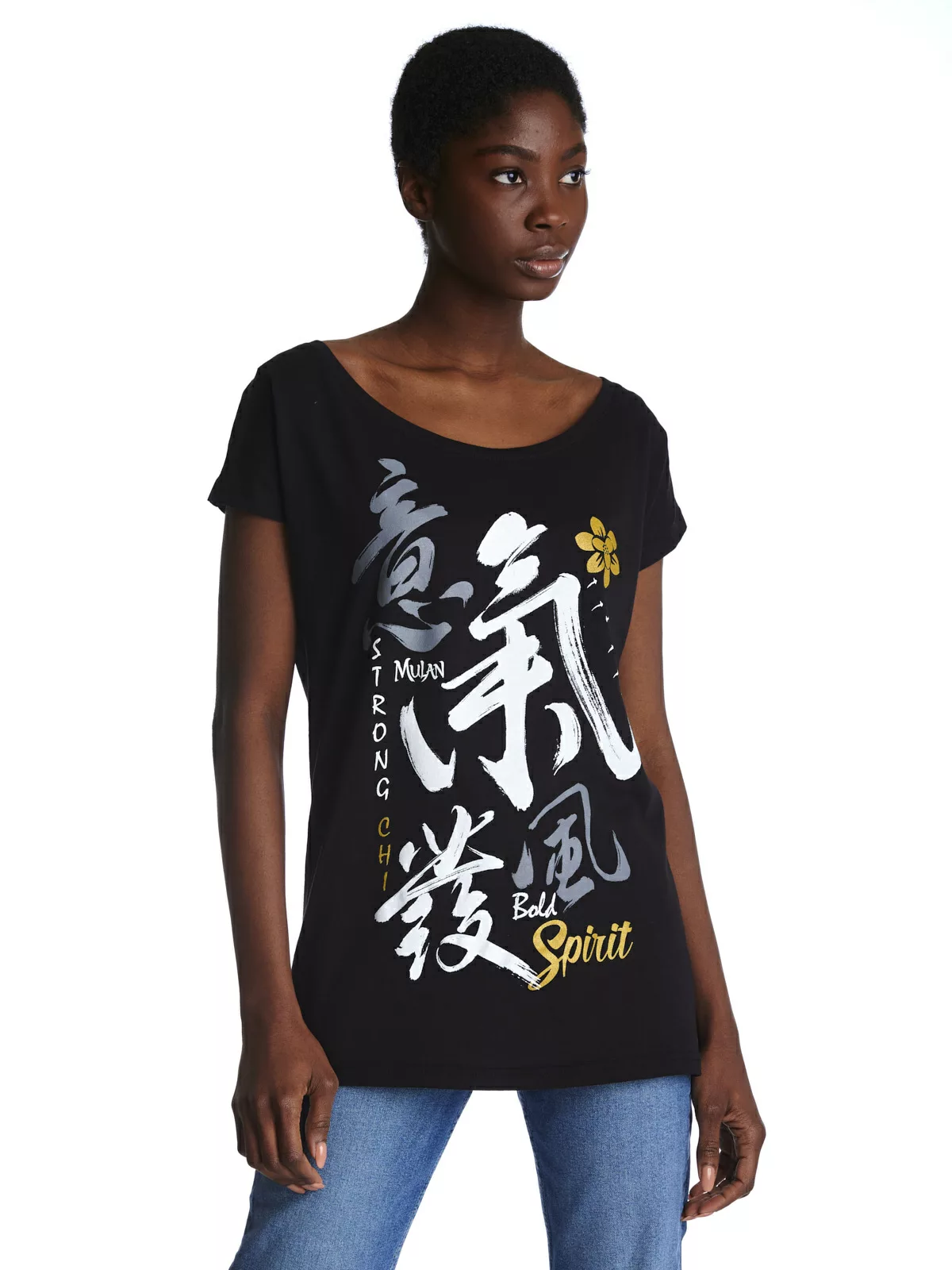 Mulan Bold Spirit Damen Loose-Shirt schwarz günstig online kaufen