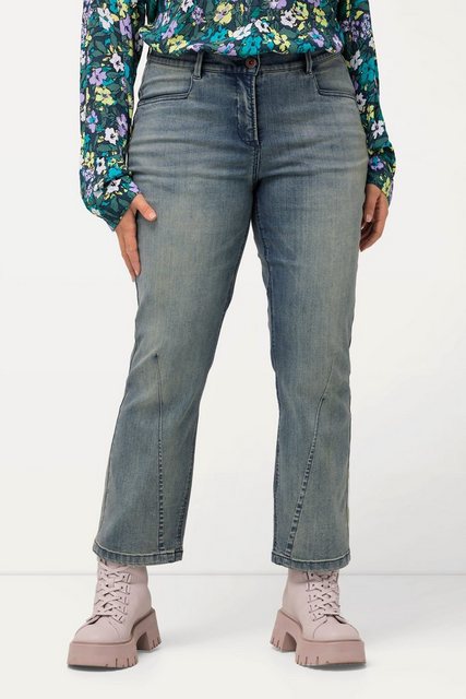 Ulla Popken 5-Pocket-Jeans Jeans Mandy Farbspritzer Ziernaht weites Bein günstig online kaufen