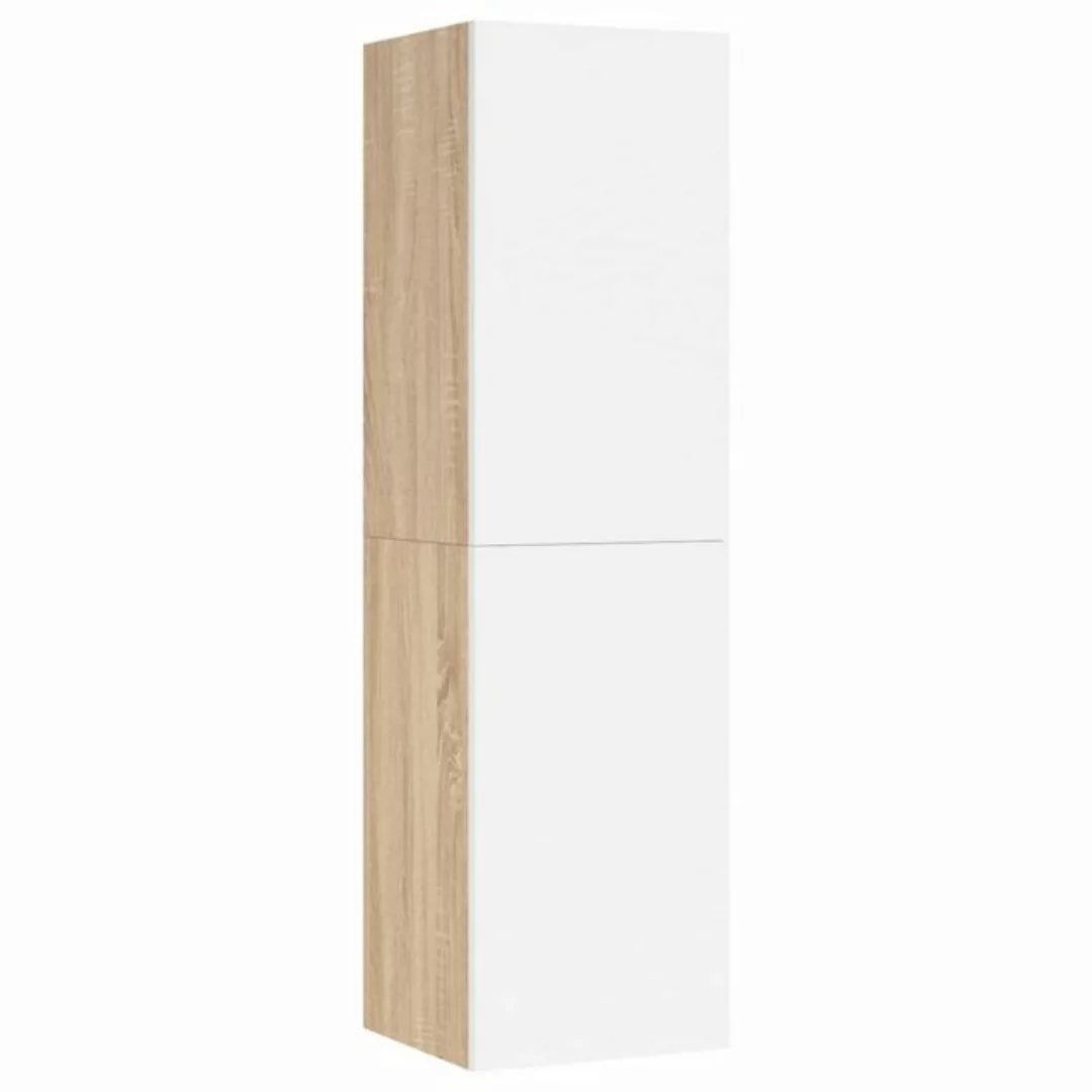 furnicato TV-Schrank Weiß und Sonoma-Eiche 30,5x30x110 cm Holzwerkstoff günstig online kaufen