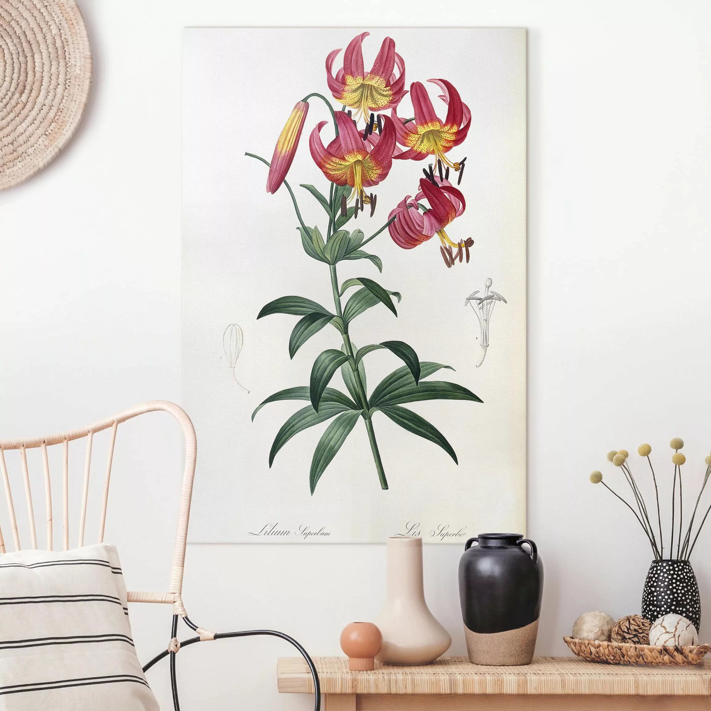 Leinwandbild Blumen - Hochformat Pierre Joseph Redouté - Türkenbundlilie günstig online kaufen