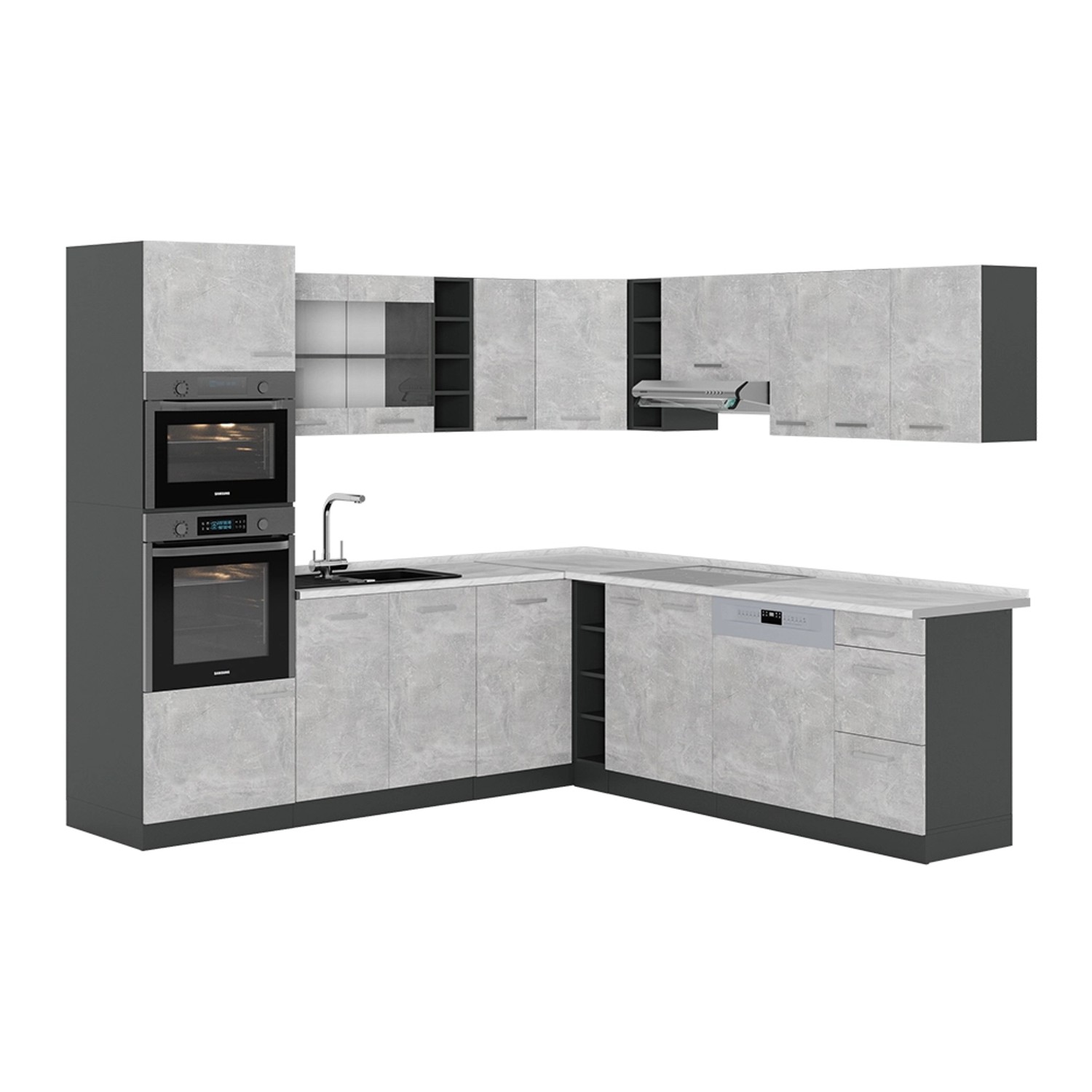 Vicco Winkelküche R-Line, Beton/Anthrazit, 237 x günstig online kaufen