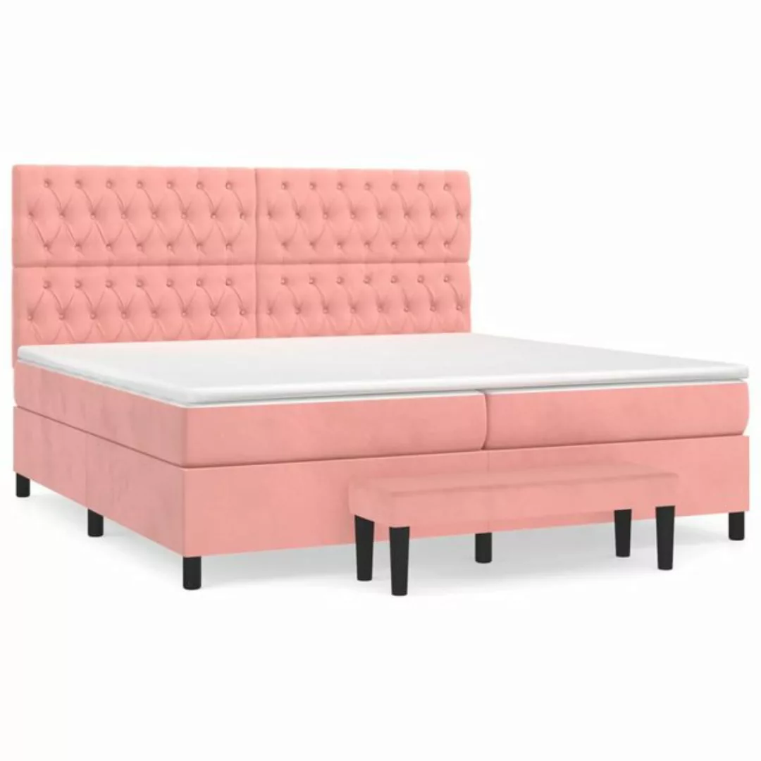 vidaXL Boxspringbett Boxspringbett mit Matratze Rosa 200x200 cm Samt Bett B günstig online kaufen