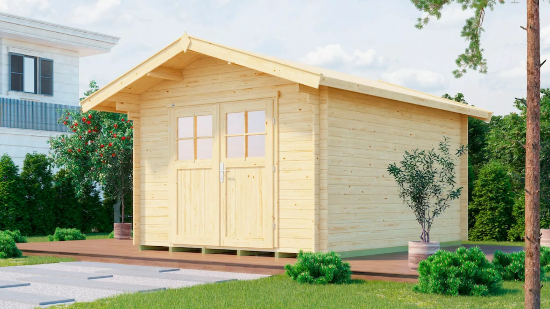 Weka Holz-Gartenhaus Satteldach Unbehandelt 450 cm günstig online kaufen