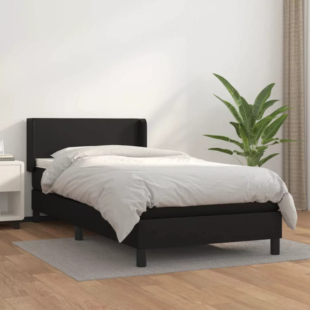 vidaXL Bettgestell Boxspringbett mit Matratze Schwarz 80x200 cm Kunstleder günstig online kaufen