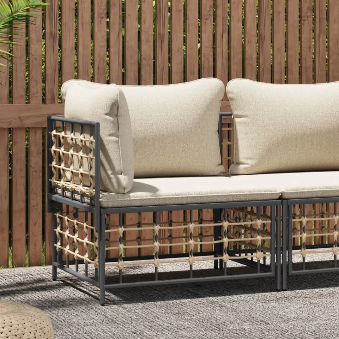 Vidaxl Garten-ecksofa Mit Beige Kissen Poly Rattan günstig online kaufen