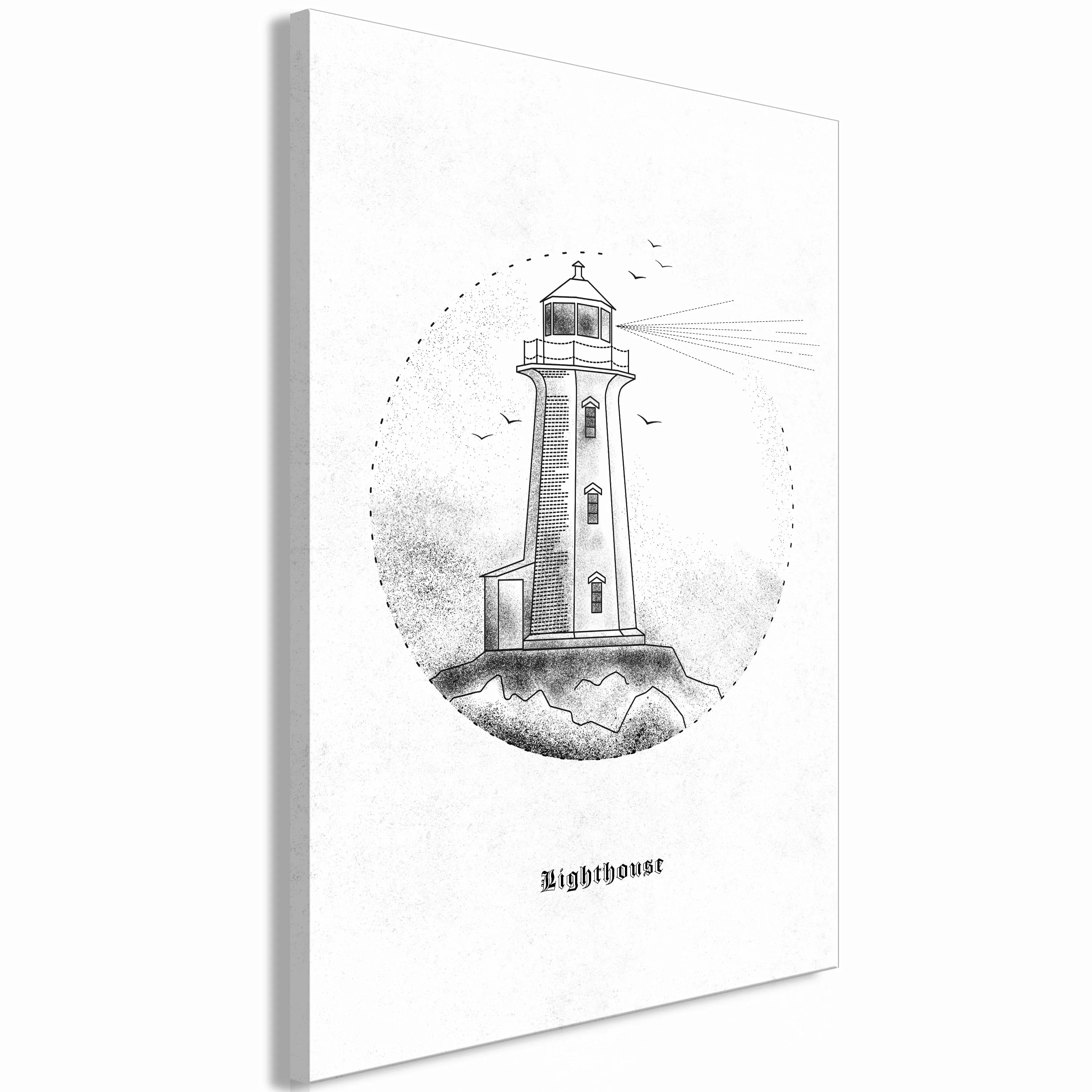Wandbild - Black and White Lighthouse (1 Part) Vertical günstig online kaufen