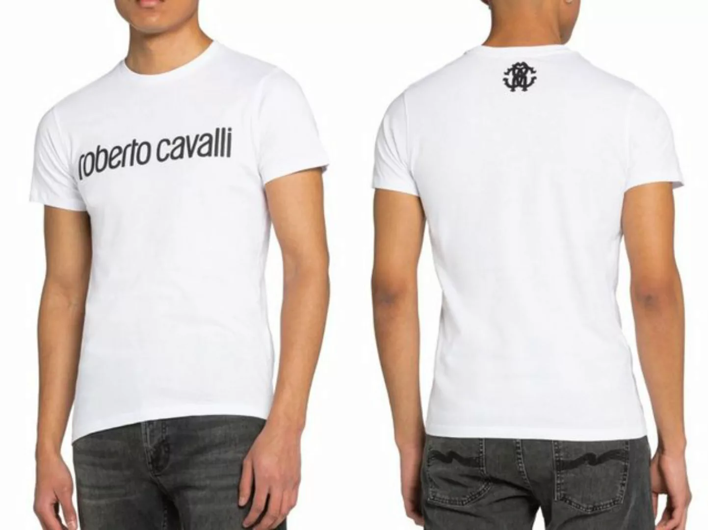 roberto cavalli T-Shirt ROBERTO CAVALLI FIRENZE LOGO PRINT LUXURY CREW NECK günstig online kaufen