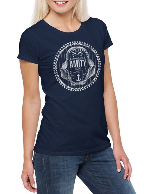 Urban Backwoods Print-Shirt Amity Harbor Patrol Damen T-Shirt Island Shark günstig online kaufen