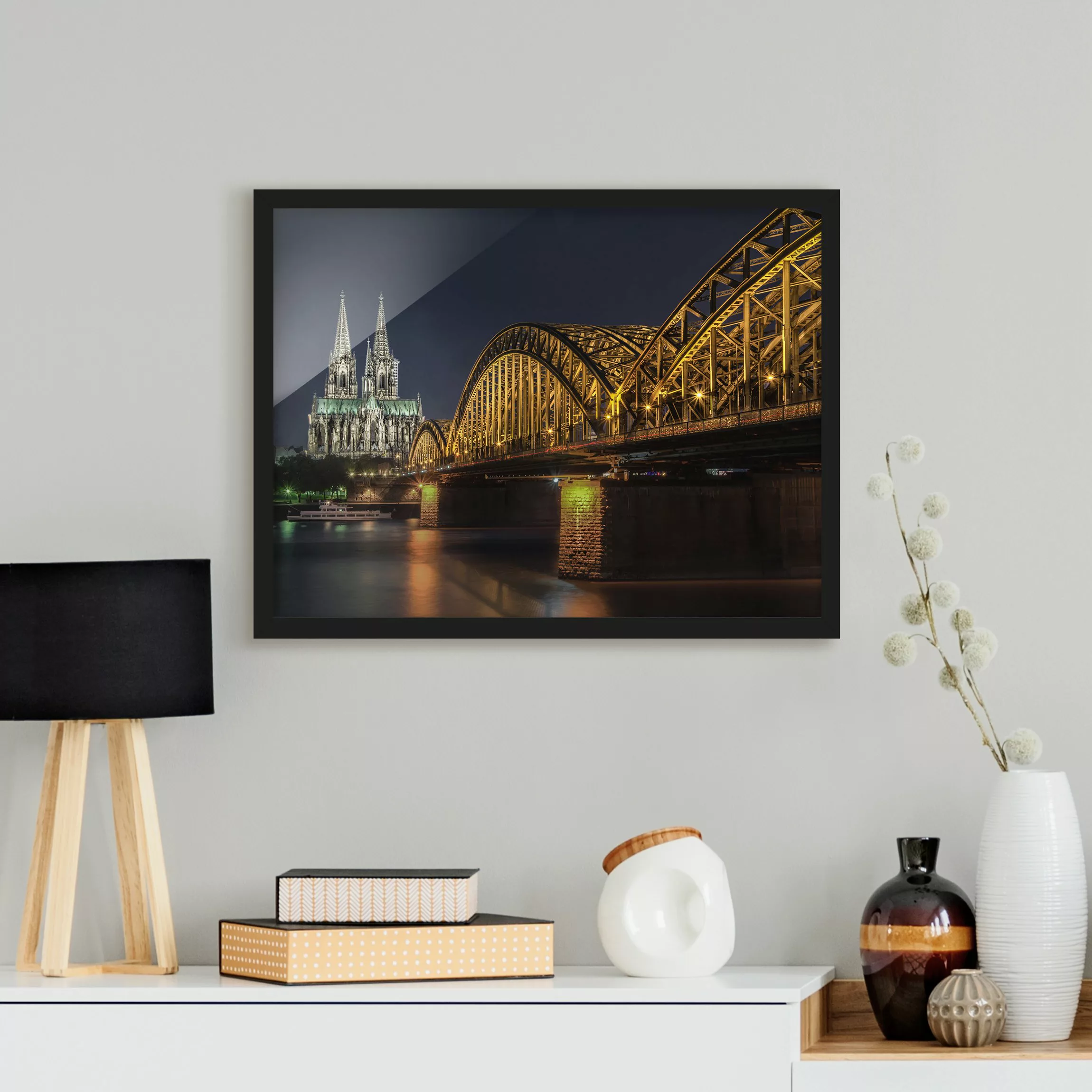 Bild mit Rahmen Architektur & Skyline - Querformat Kölner Dom günstig online kaufen