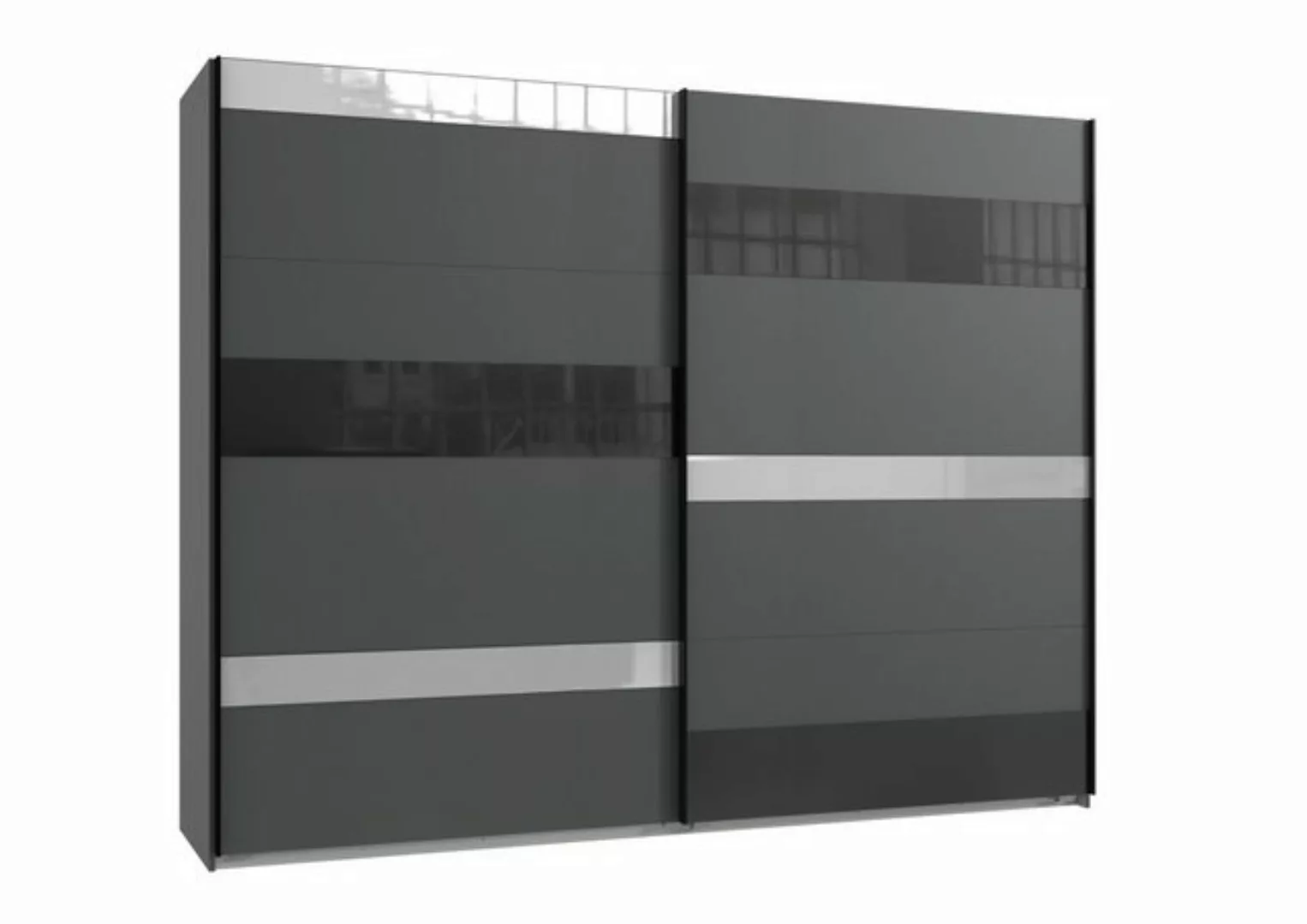 möbelando Schwebetürenschrank Monaco in GRAPHIT, GLAS SCHWARZ GLAS LIGHT GR günstig online kaufen