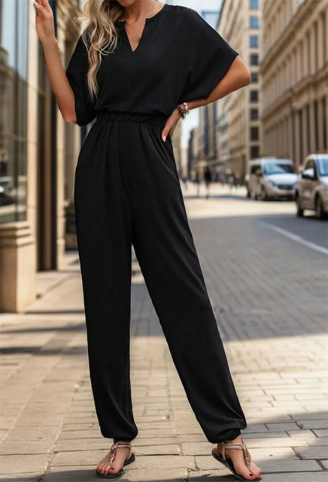 CHENIN 7/8-Overall Sommer Damen Casual Solid Farbe Jumpsuit Einfacher lässi günstig online kaufen