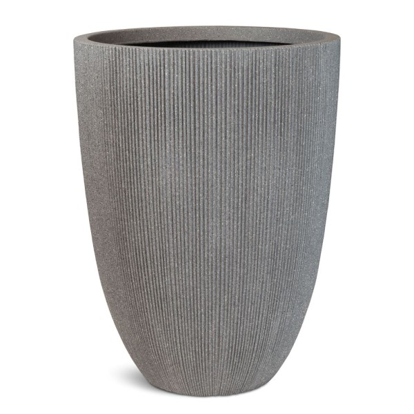 Toskana Deko Pflanzvase mit Rillen Ø 44, Höhe 57,5 cm stone grey günstig online kaufen