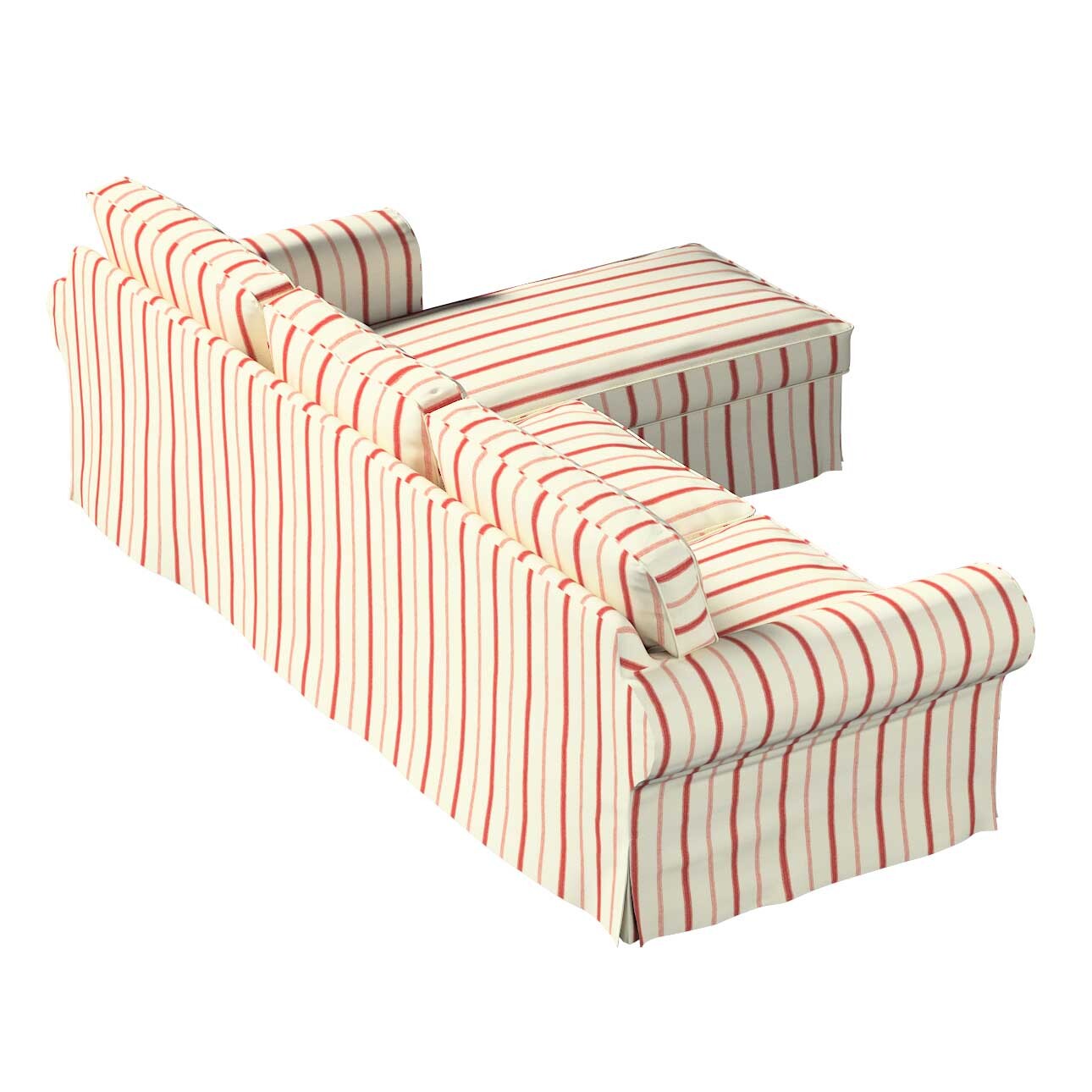 Bezug für Ektorp 2-Sitzer Sofa mit Recamiere, creme- rot gestreift, Ektorp günstig online kaufen