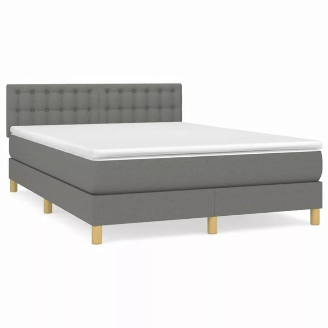 furnicato Bett Boxspringbett mit Matratze Dunkelgrau 140x190 cm Stoff (1-tl günstig online kaufen