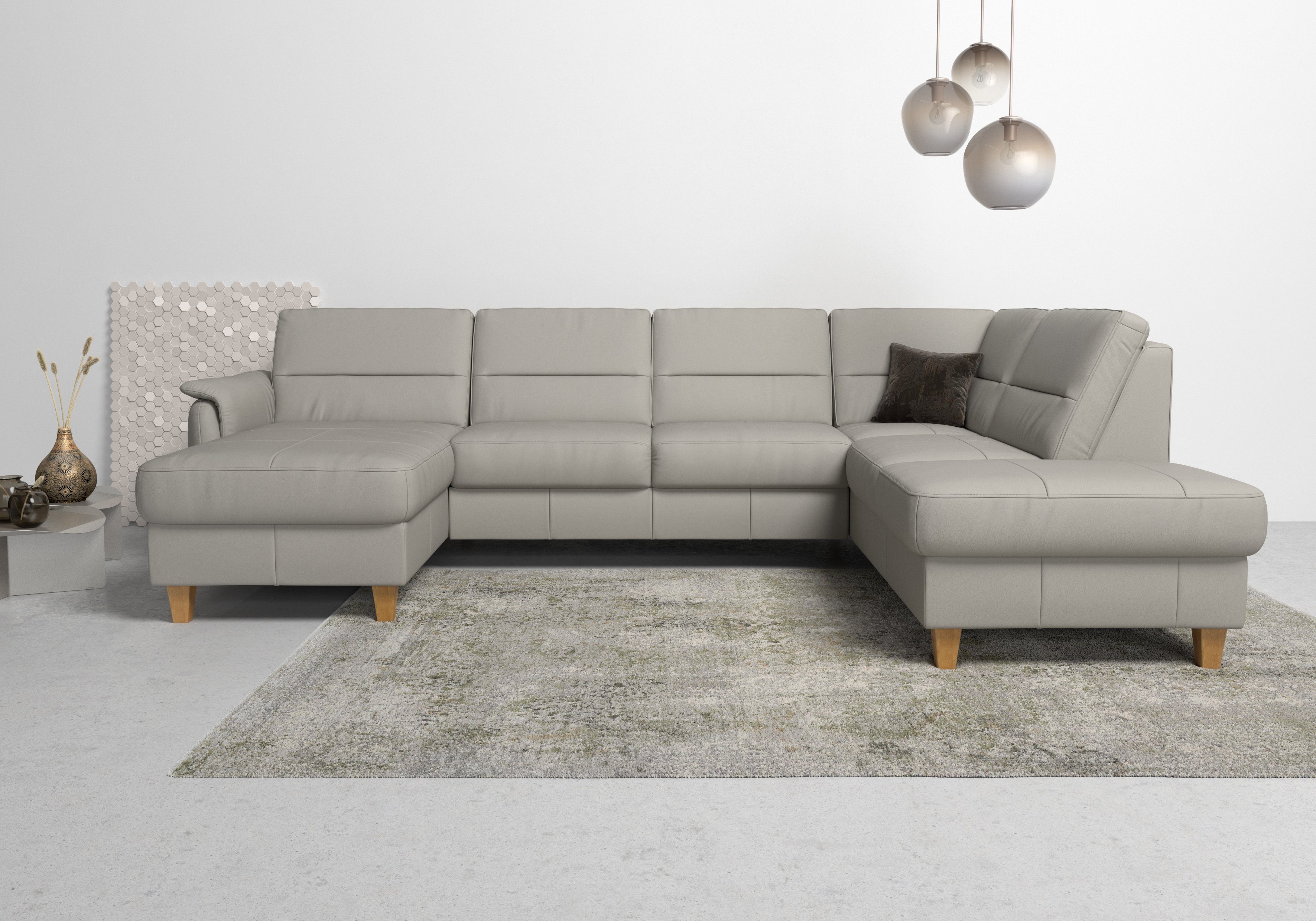 Home affaire Wohnlandschaft "Palmera U-Form", Federkern, wahlweise mit Bett günstig online kaufen