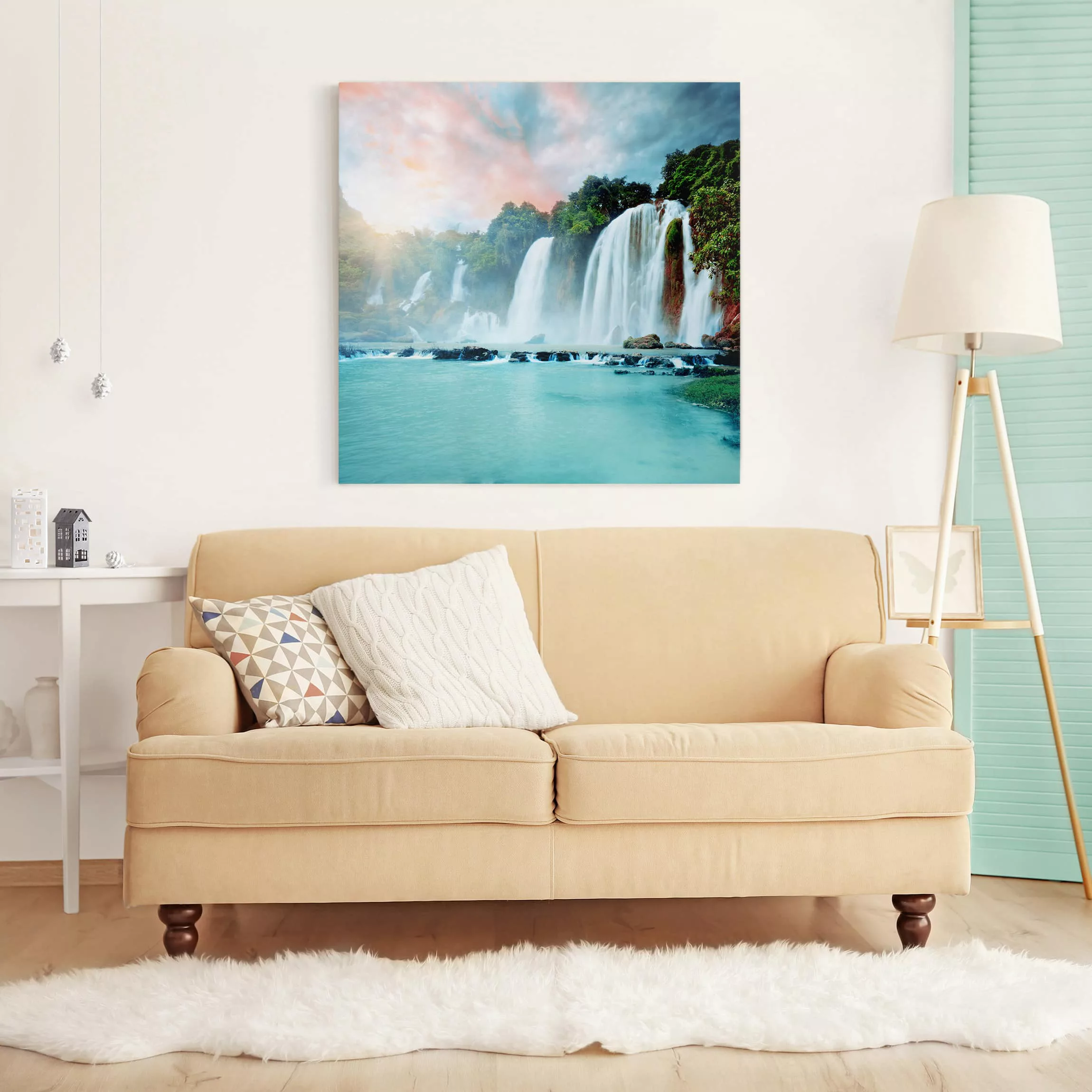 Leinwandbild Wasserfall - Quadrat Wasserfallpanorama günstig online kaufen
