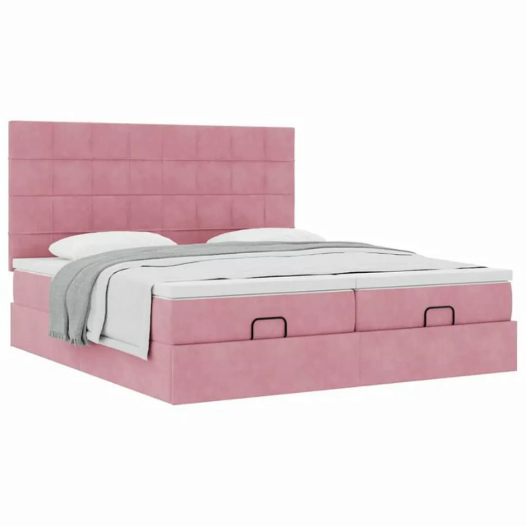 vidaXL Bett Ottoman-Bett mit Matratzen Rosa 200x200 cm Samt günstig online kaufen