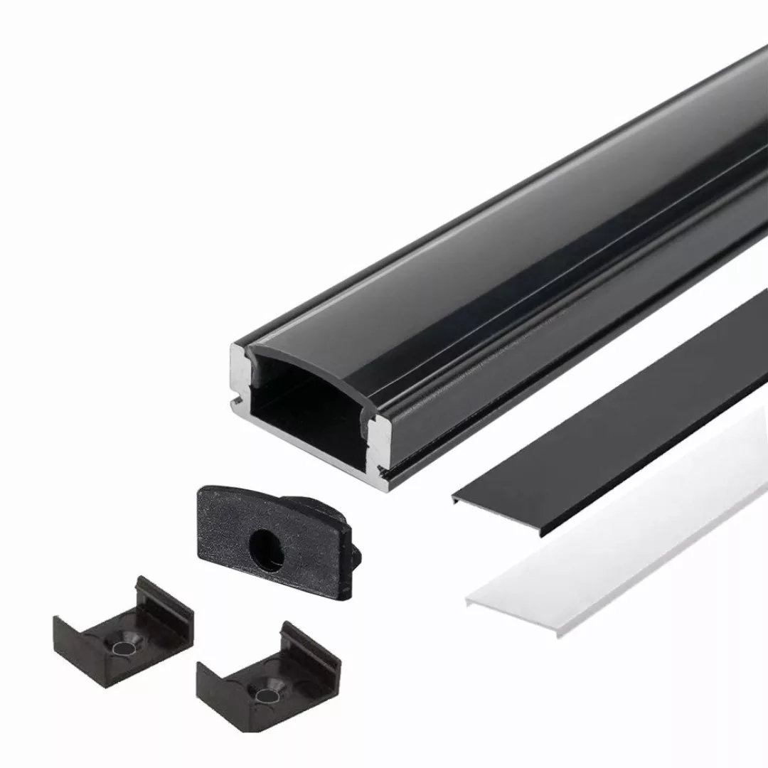 ENERGMiX LED-Stripe-Profil 2m schwarzer Alu Profile günstig online kaufen