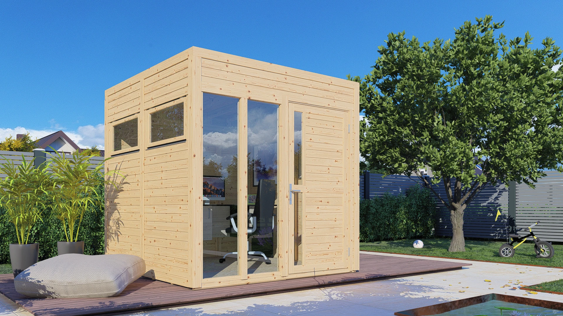 BERTILO Gartenhaus "Cubus 2 Office, in verschiedenen Farben" günstig online kaufen