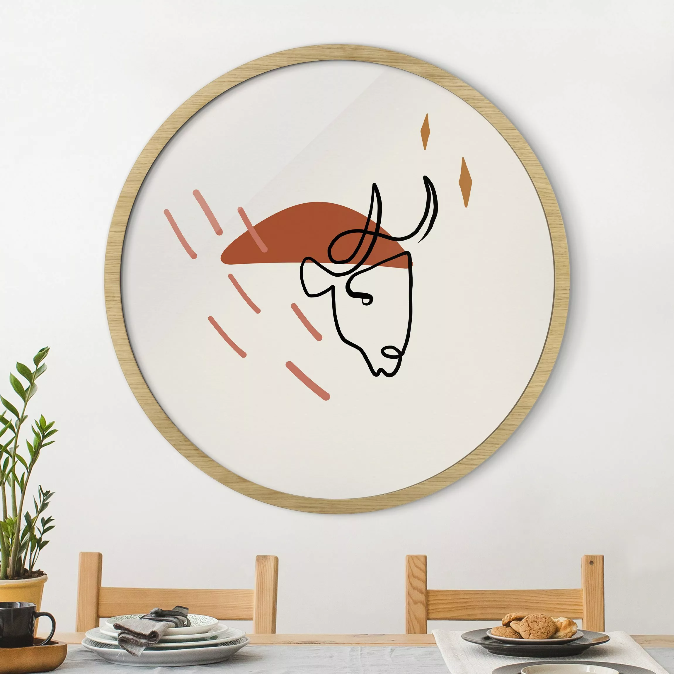 Rundes Gerahmtes Bild Picasso Interpretation - Stier günstig online kaufen