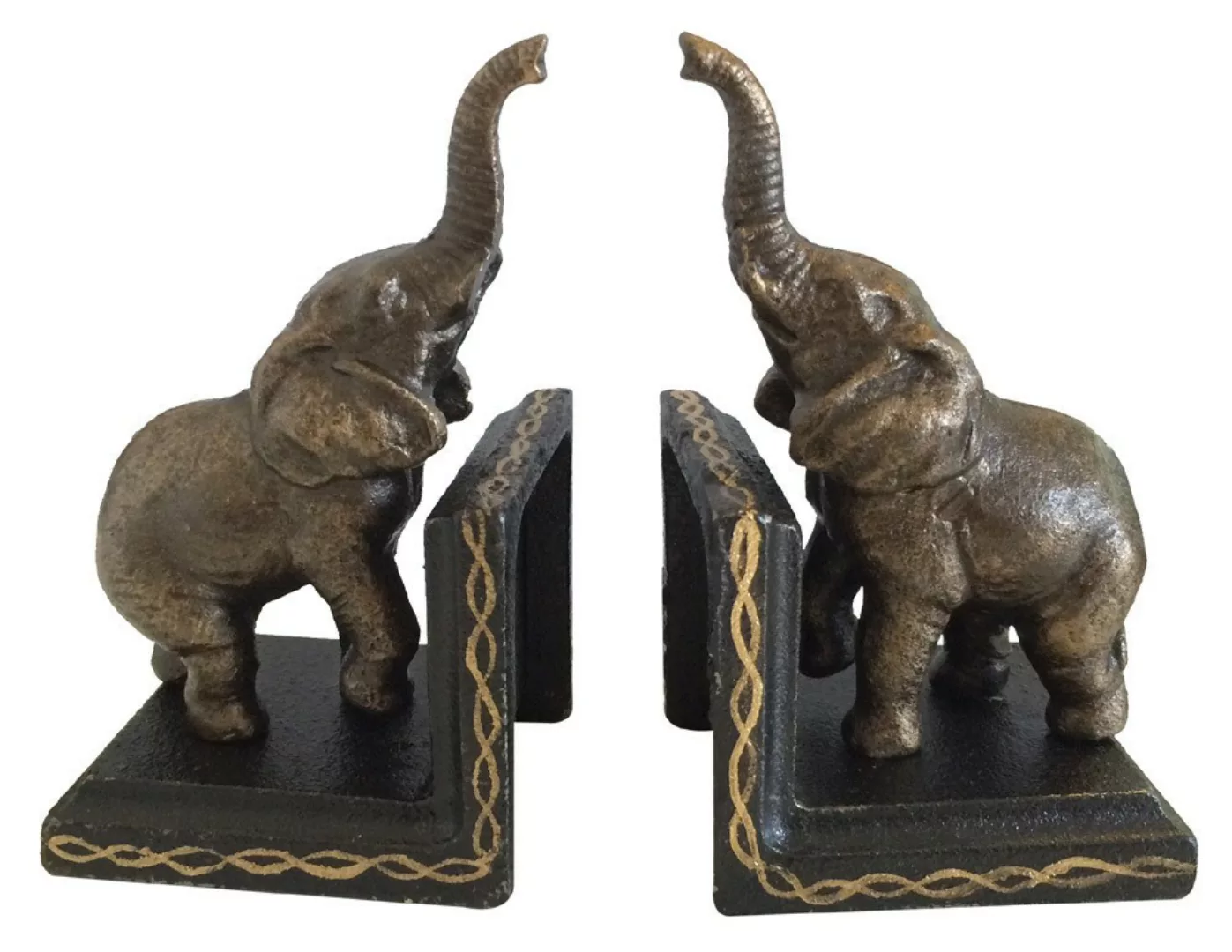Buchstütze Elefant 2 Stück Buchständer Gusseisen Kolonialstil Antik-Stil günstig online kaufen