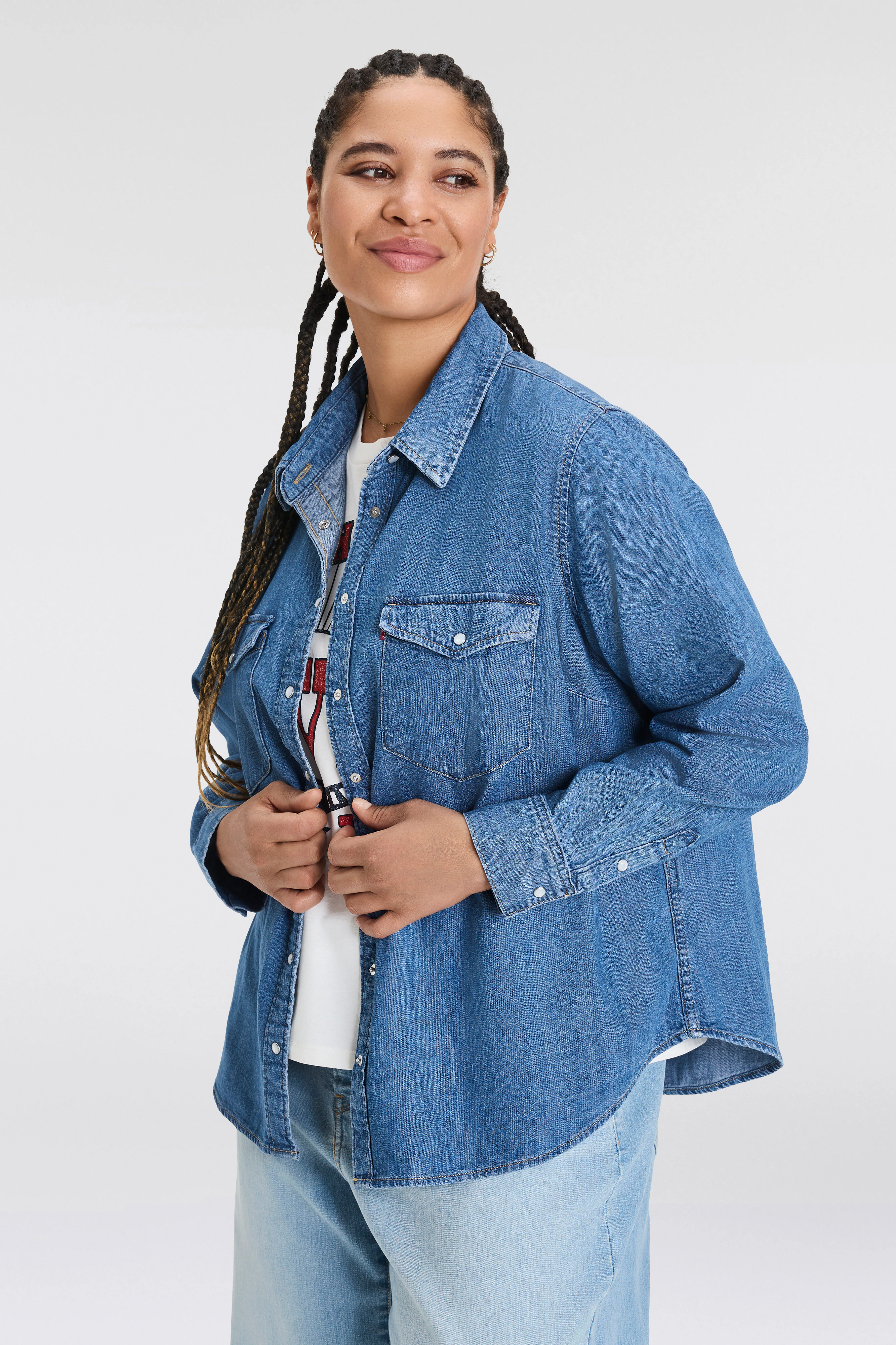 Levi's® Plus Jeansbluse ESSENTIAL WESTERN mit zwei Brusttaschen und Druckkn günstig online kaufen