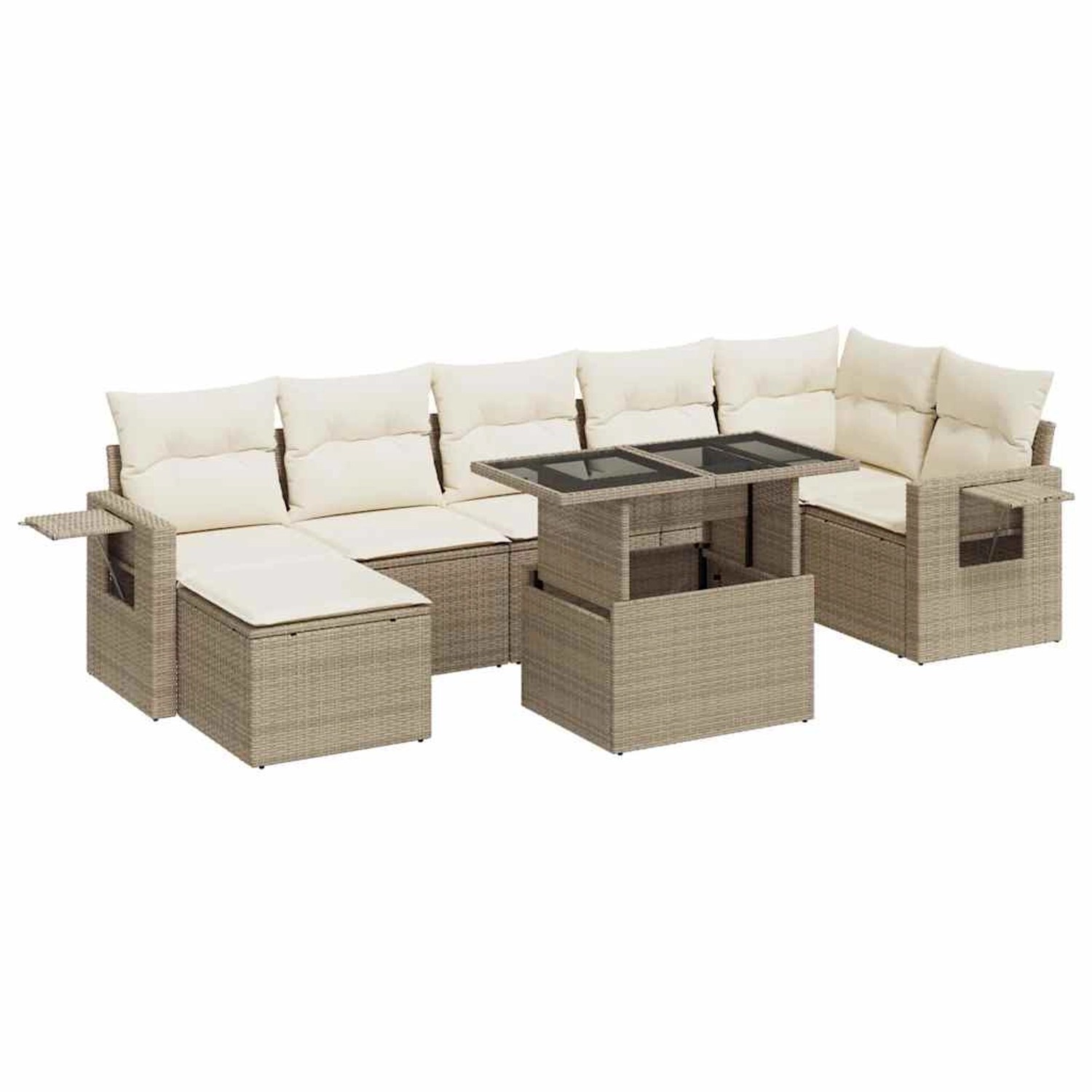 vidaXL 8-Tlg Garten-Sofagarnitur mit Kissen Beige Poly Rattan 3326519 günstig online kaufen