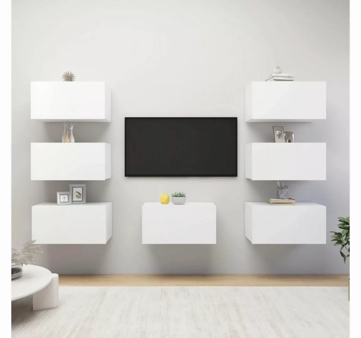 furnicato TV-Schrank TV-Schränke 7 Stk. Weiß 30,5x30x60 cm Holzwerkstoff günstig online kaufen