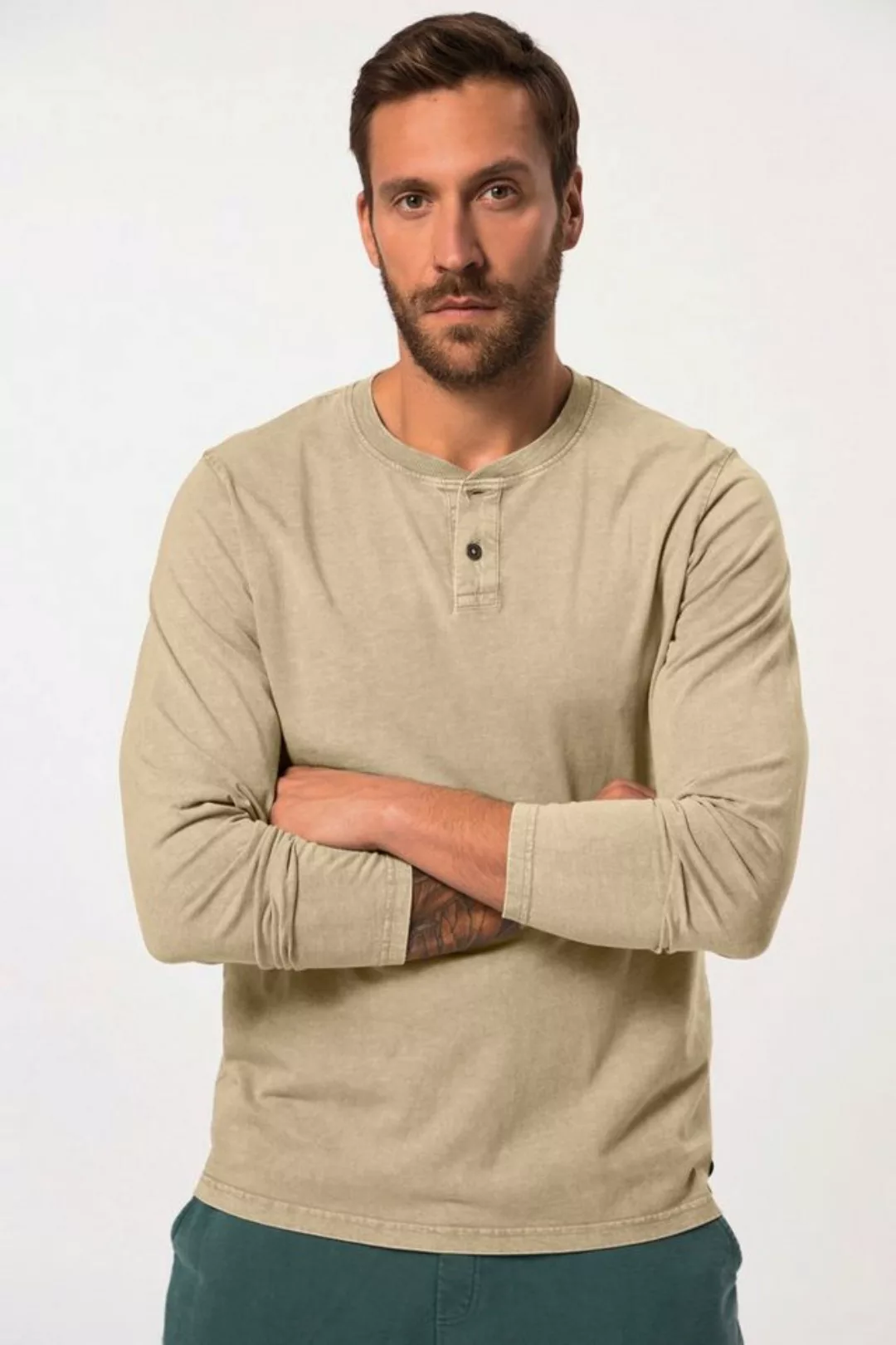 JP1880 T-Shirt JP 1880 Langarm-Henley Rundhals mit Knopfleiste günstig online kaufen