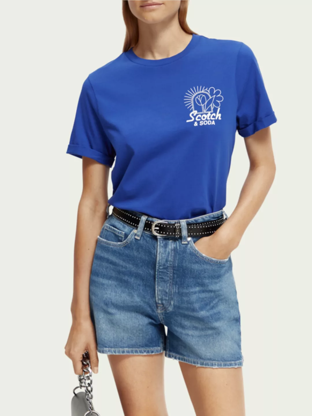 Scotch & Soda T-Shirt im Regular Fit aus Bio-Baumwolle mit Rollärmeln günstig online kaufen
