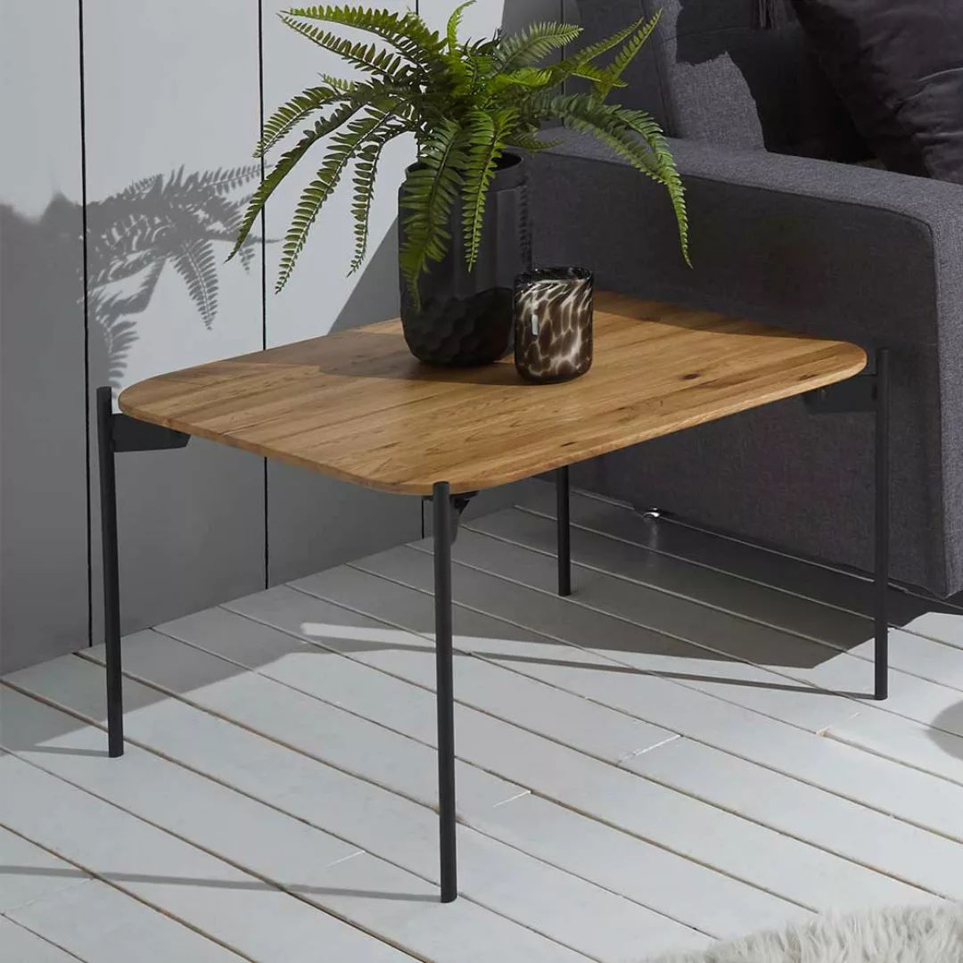Couchtisch Echtholz und Metall mit quadratischer Tischplatte 38 cm hoch günstig online kaufen