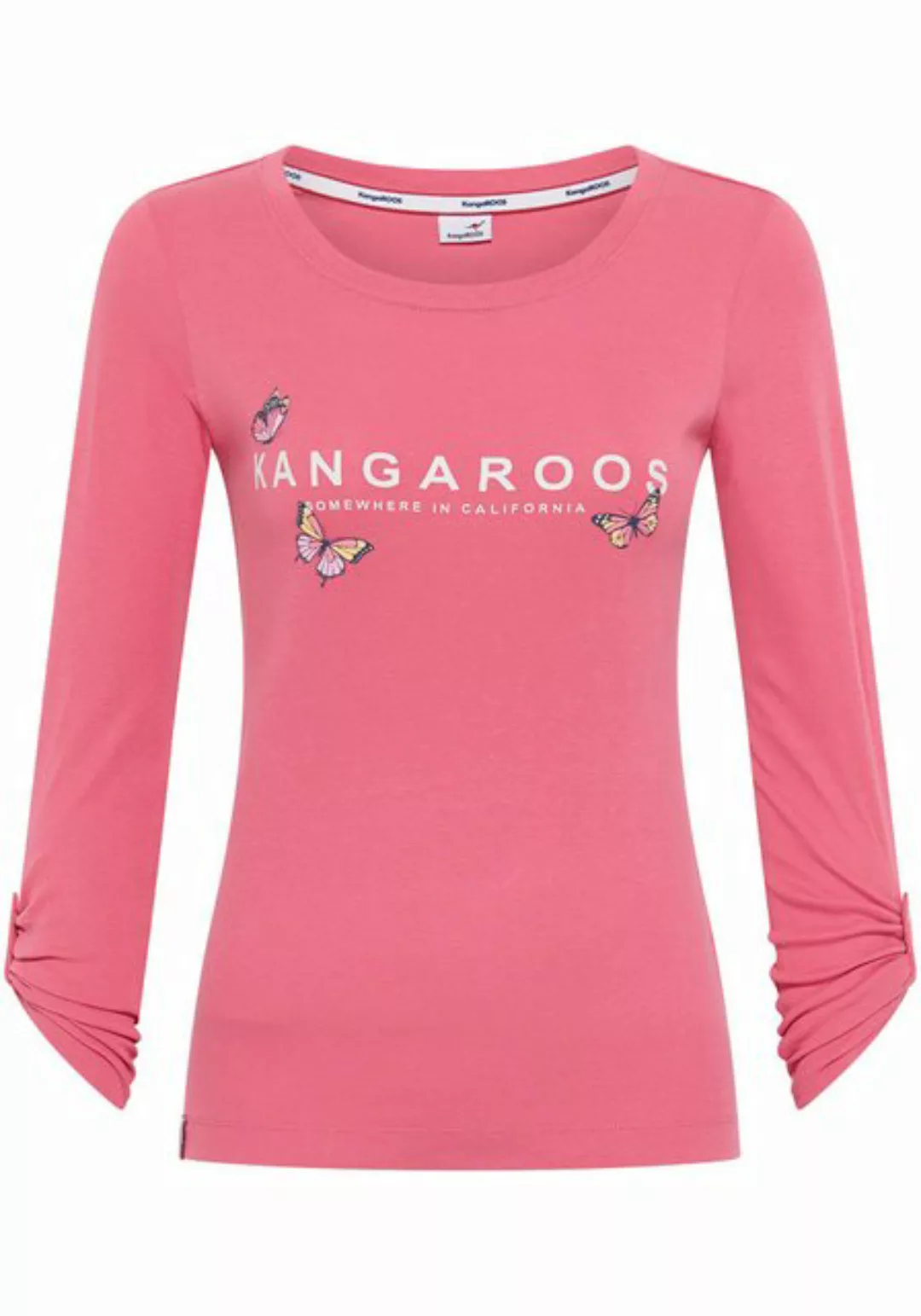 KangaROOS Langarmshirt mit Logodruck & Ärmeln zum krempeln - NEUE FARBEN günstig online kaufen