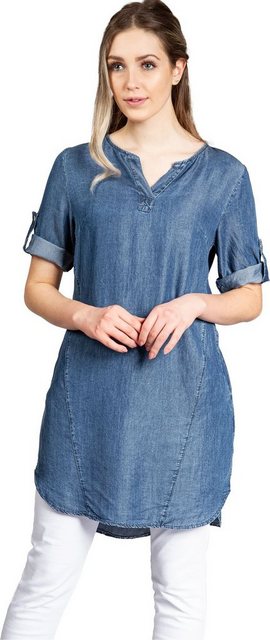 Caspar Longbluse SKL039 elegante Damen Jeans Optik Halbarm Sommer Tunika Ku günstig online kaufen