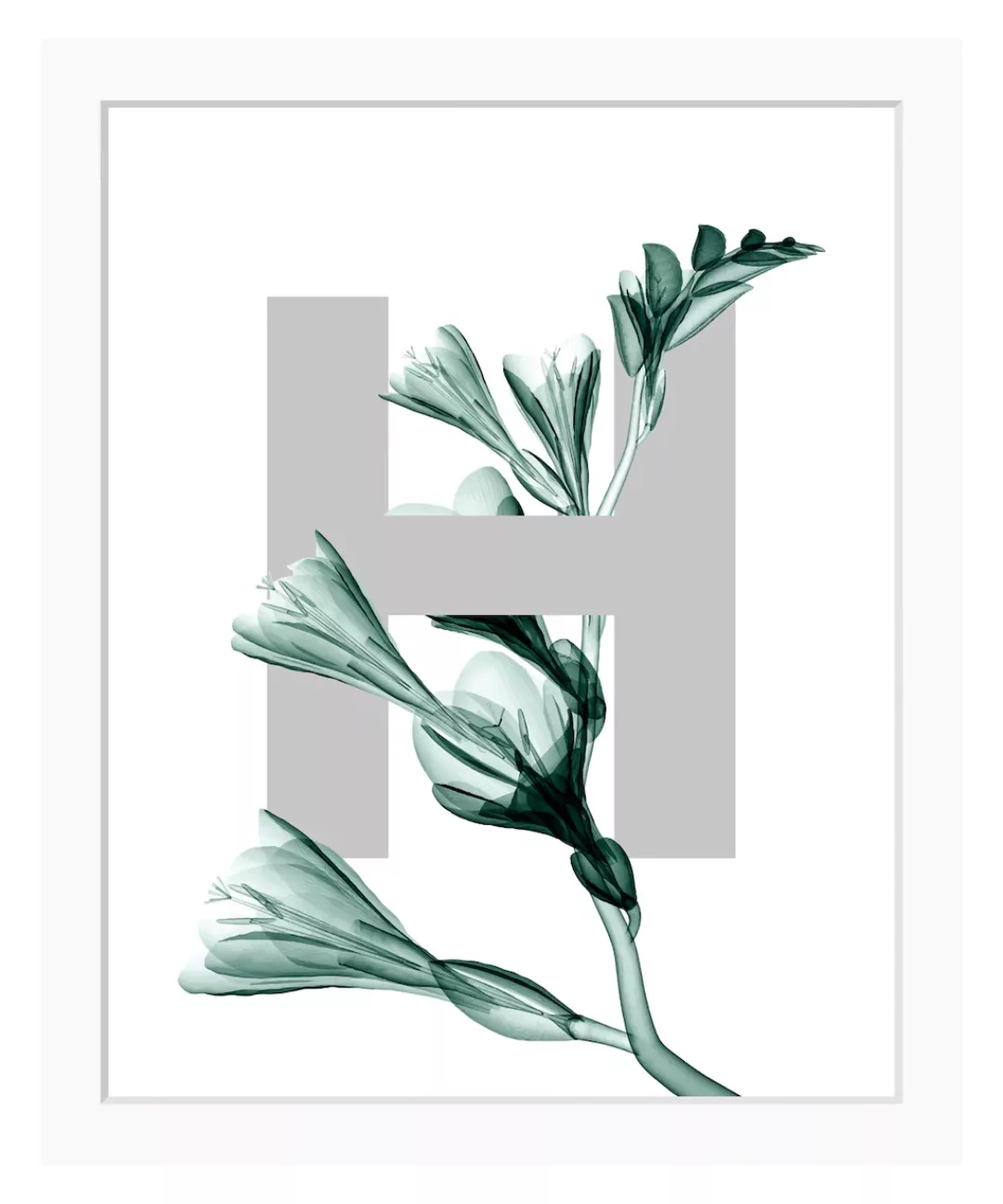 queence Bild "H-Flower", Buchstaben, Blätter, gerahmt, Blume günstig online kaufen