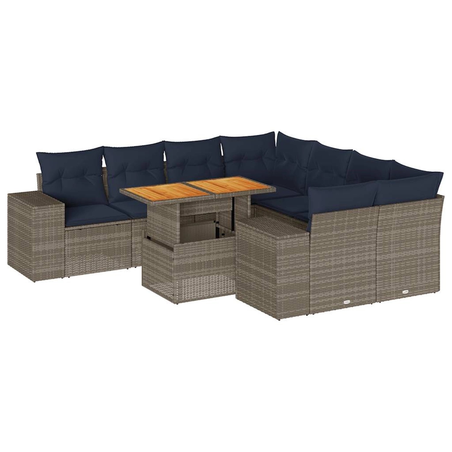 vidaXL 9-Tlg Garten-Sofagarnitur mit Kissen Grau Poly Rattan 3327358 günstig online kaufen