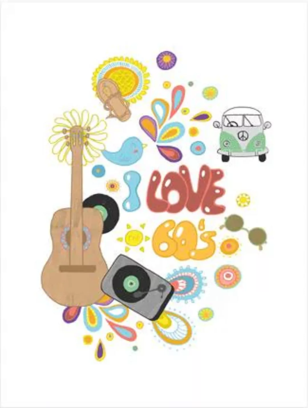 Wall-Art Poster »Loske I love the 60s«, Schriftzug günstig online kaufen