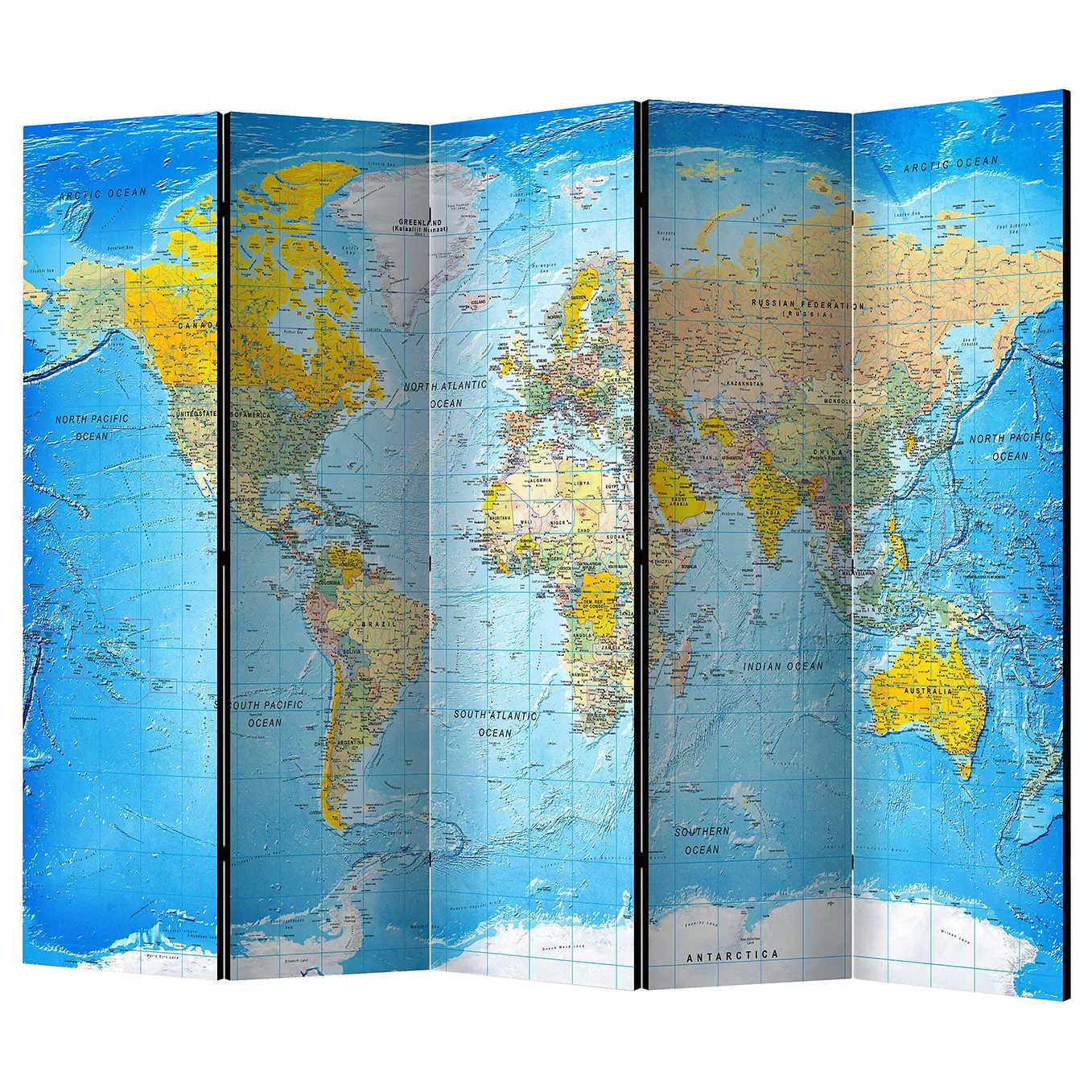 home24 Paravent World Classic Map (5-teilig) günstig online kaufen