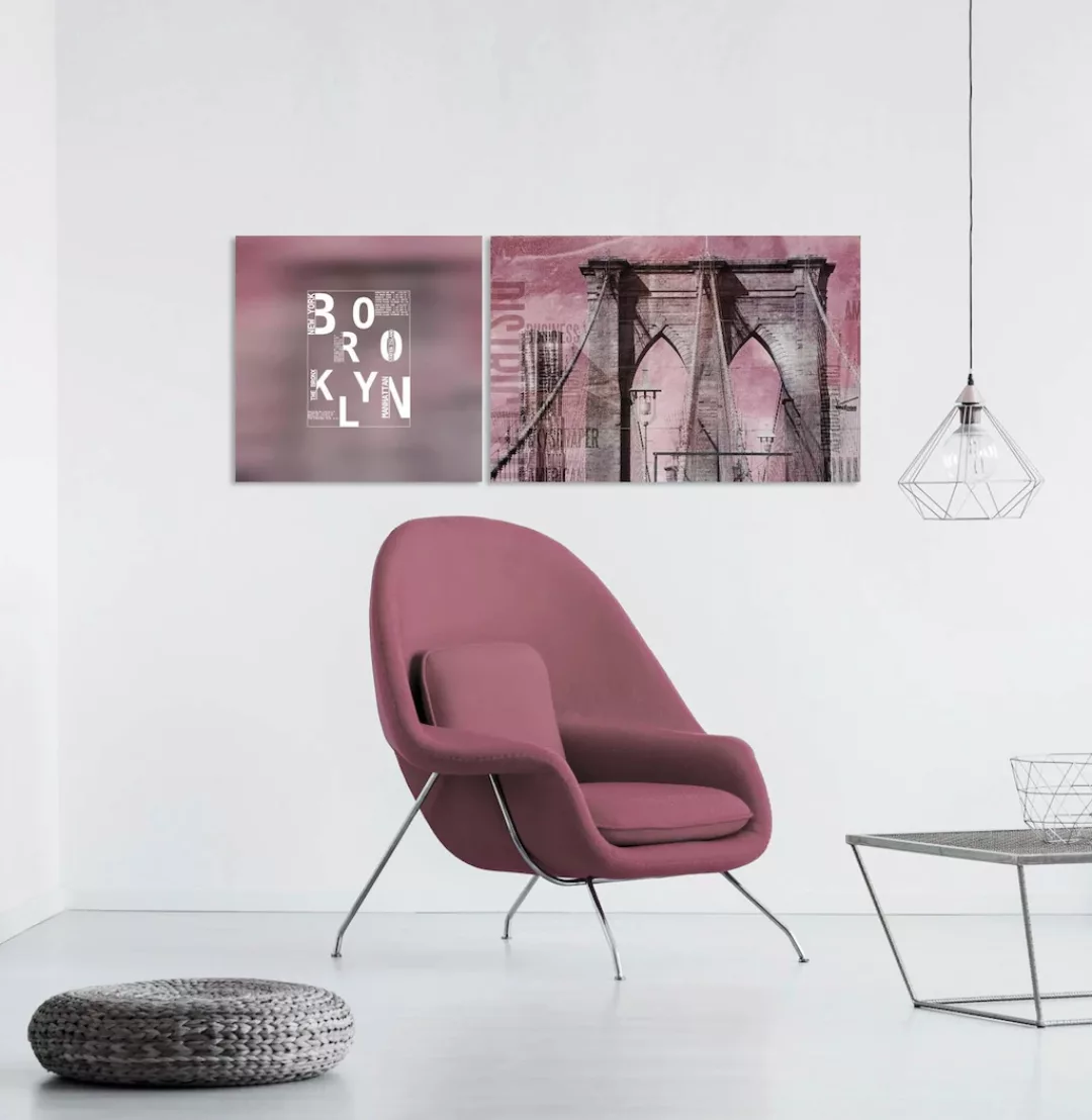 queence Leinwandbild »Brooklyn«, Abstrakte-Kunst-Modern-Spa-Spa Bilder-Sprü günstig online kaufen