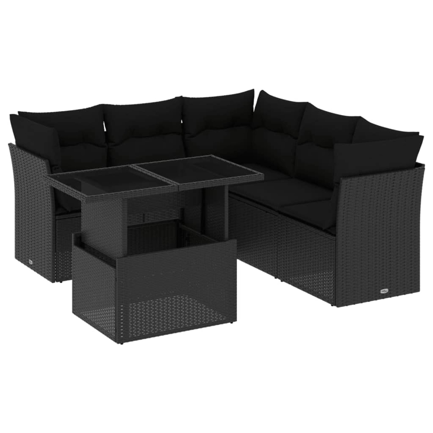 vidaXL 6-Tlg Garten-Sofagarnitur mit Kissen Schwarz Poly Rattan 3266575 günstig online kaufen