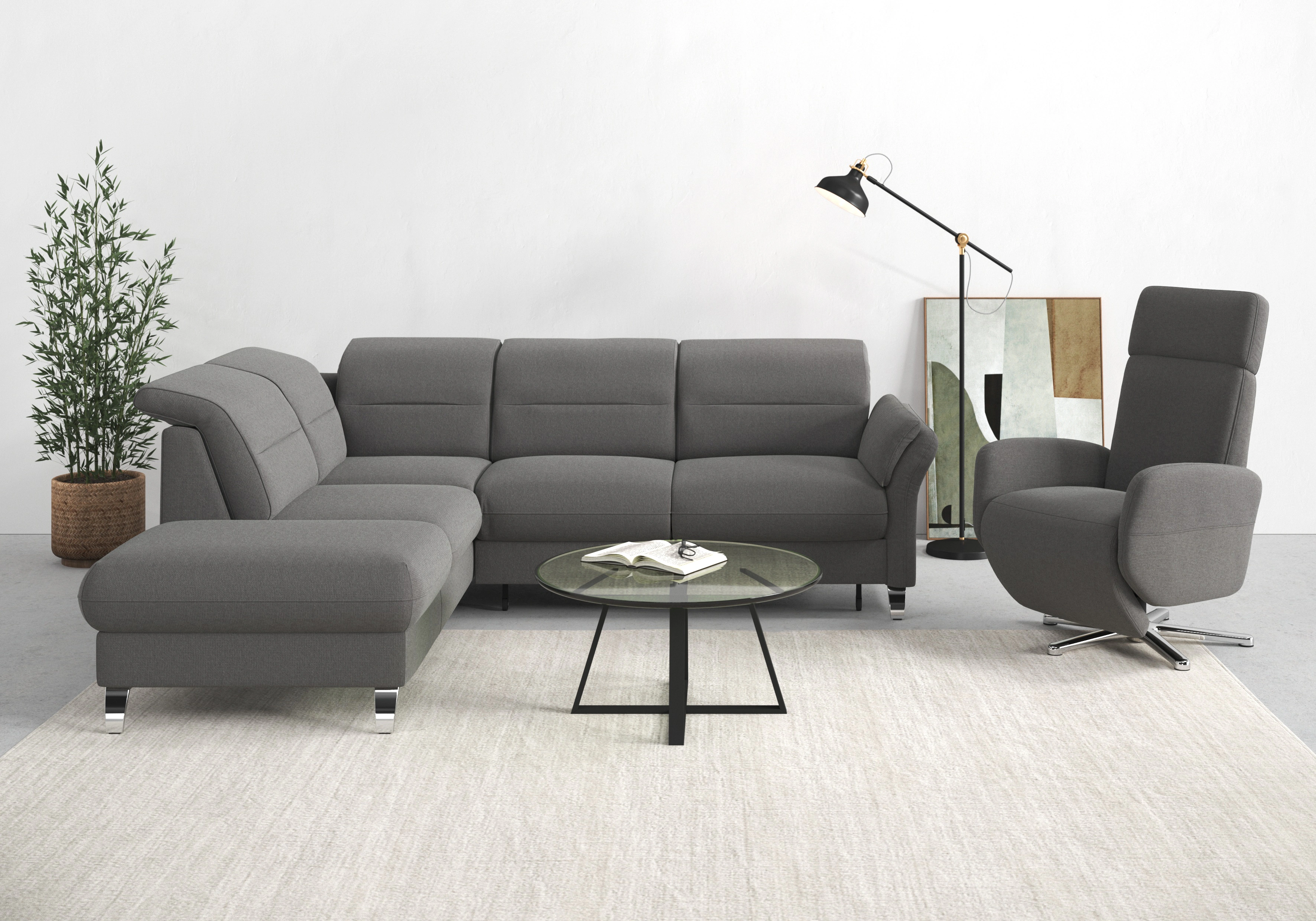 sit&more Ecksofa Grenoble L-Form mit Federkern, wahlweise mit Bettfunktion, günstig online kaufen