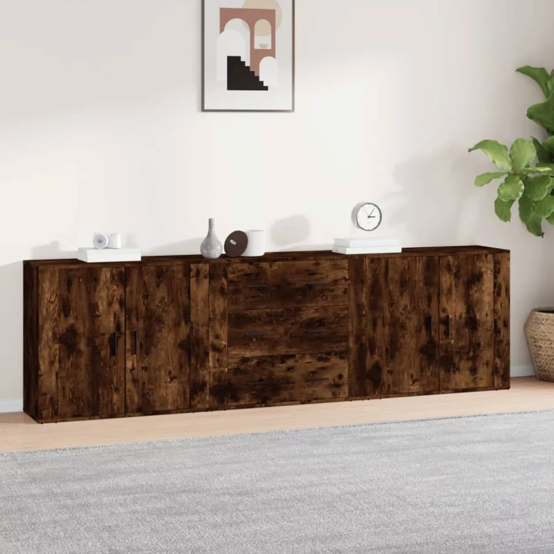 Vidaxl Sideboards 3 Stk. Räuchereiche Holzwerkstoff günstig online kaufen