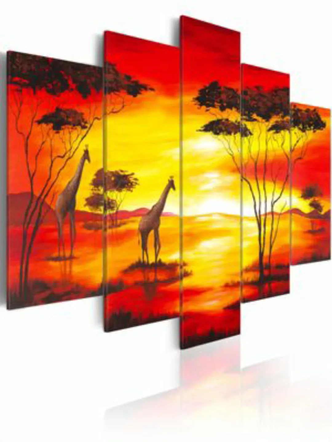 artgeist Wandbild Giraffen beim Sonnenuntergang mehrfarbig Gr. 200 x 100 günstig online kaufen