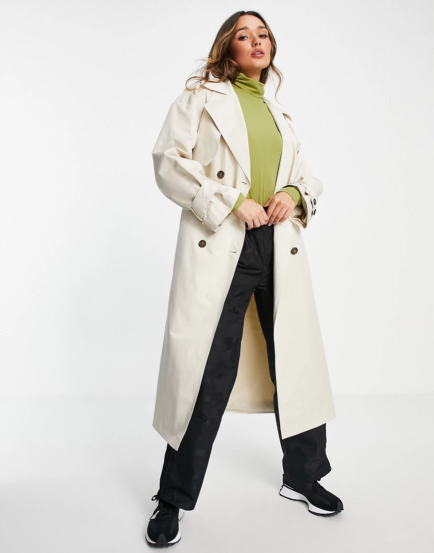 ASOS EDITION – Trenchcoat in Ecru mit Bindegürtel-Weiß günstig online kaufen