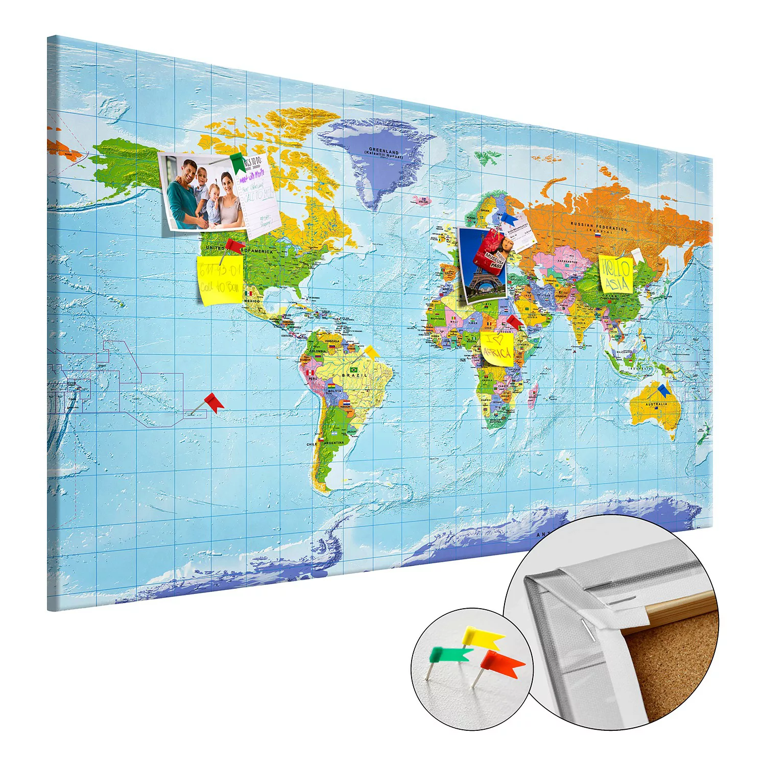 home24 Korkbild World Map Countries Flags günstig online kaufen